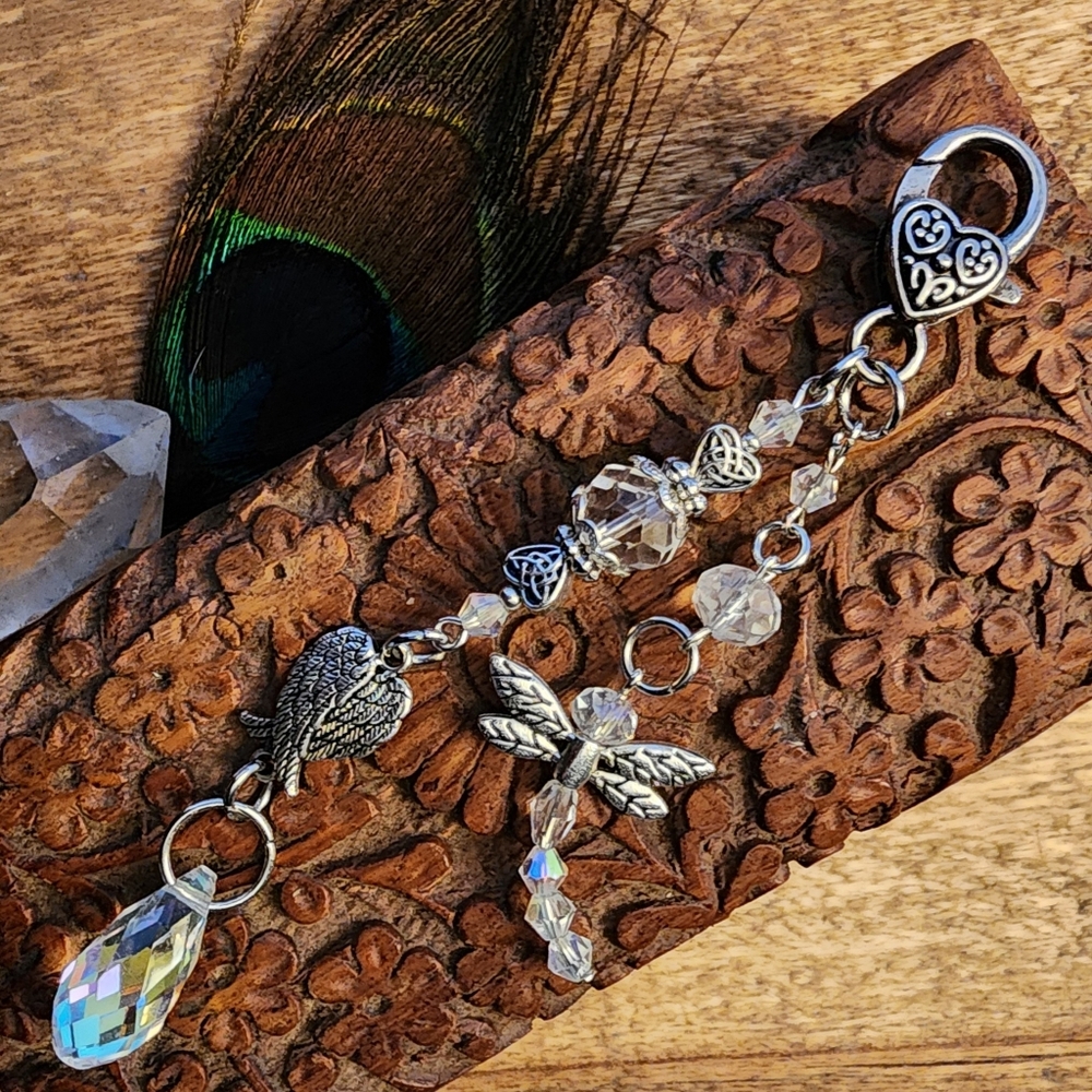 Angel PurseCharm Dragonfly BagCharm Celtic Heart Bag Clip on Crystal Suncatcher - Picture 15 of 16